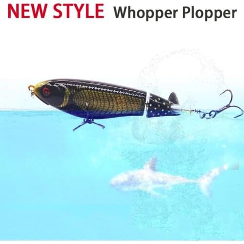 New Style 10cm/17g Whopper Popper Topwater Fishing Lure Artificial Bait Hard Plopper Soft Rotating Tail Fishing Tackle YU078