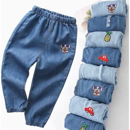 Boy clothes boys jeans ripped jeans for kids Mosquito pants denim ultra-thin summer new cotton air-conditioning pants