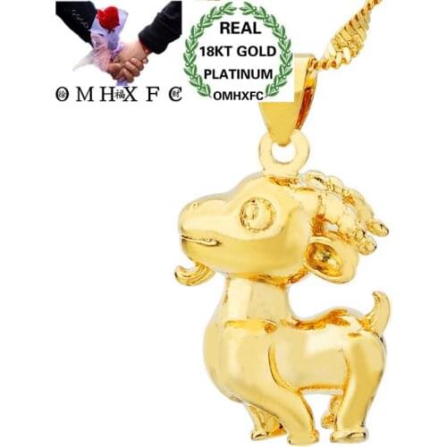 OMHXFC Wholesale European Fashion Woman Man Unisex Party Birthday Wedding Gift Vintage Sheep 18KT Real Gold Charm Pendant PN15