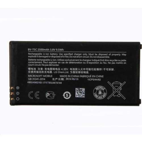 Original BV-T5C phone battery for Nokia Lumia 640 RM 1113 1073 Dual 1077 BVT5C 2500mAh