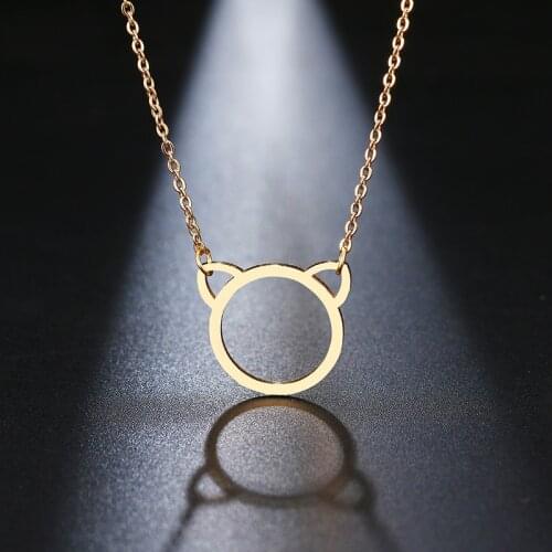 DOTIFI Stainless Steel Necklace For Women Lovers Gold And Silver Color Pendant Necklace Cat Ear Clavicle Chains Collar