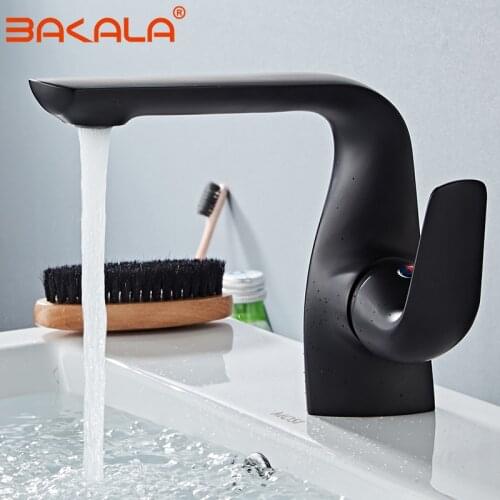 Luxury Black Basin Faucet Modern Bathroom Sink Mixer Tap Brass Wash basin Faucet Single Handle Single Hole Crane For Bathroom
