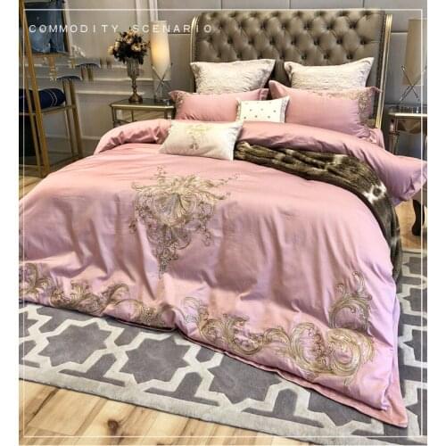 Luxury 100S Egyptian cotton Golden white Embroidery Bedding sets Queen King Royal Duvet cover Bed sheet set Pillowcases 4/6pcs