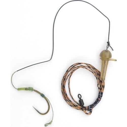 Carp Fishing Hair Rig Safety Sleeves Lead Clip Ready Made Running Rig Coated Curve Shank Fishing Hooks Size 2# 4# 6# 8