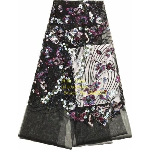 Mixed color sequins embroidered flowers three-dimensional European and American style fabric used for dress design BH72