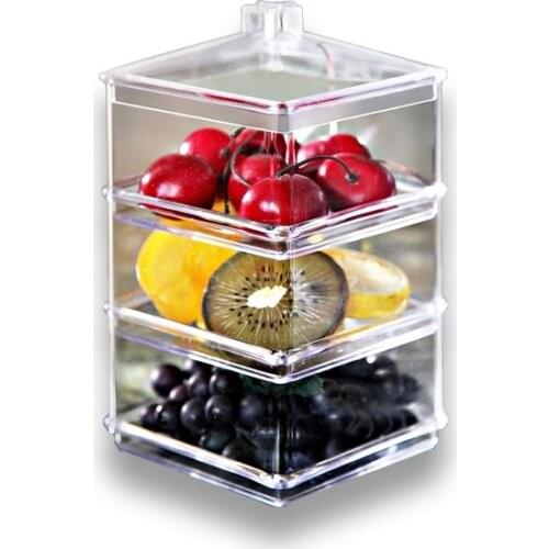 Modern Meleni Home Acrylic 3 Tiers Square storage Container organizer storage box органайзер rangement коробка для хранения