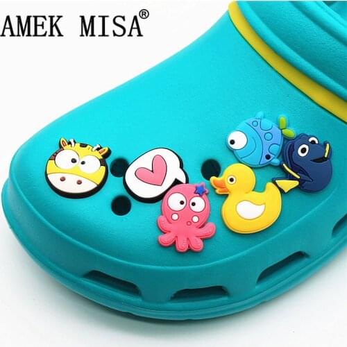 12Pcs/Set PVC Cartoon Shoe Decorations Animal Series Garden Shoe Croc Charm Accessories for JIBZ/ Wristbands kids Party Xmas