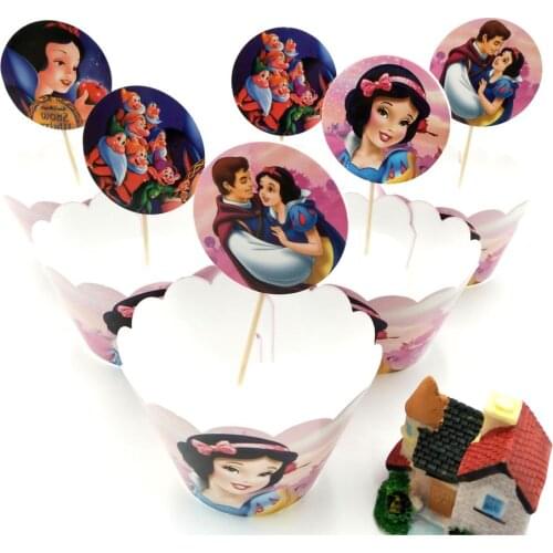 24pcs High Snow White Princess Cake Toppers Cake picks Party Supplies Birthday Party Decorations Kids baby shower Dessert Table