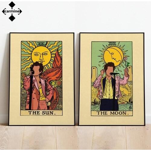 Vintage Tarot Painting On Canvas The Sun Illustration Posters and Prints Tarot Card Retro Wall Art Printing Picture Family Decor