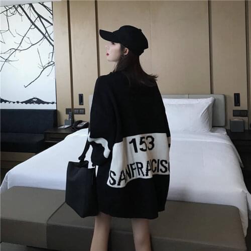 Female Casual Jumpers Black Autumn Tops Women Harajuku High Street Loose Korean Style Females Sweatshirt Hoodie Streetwear