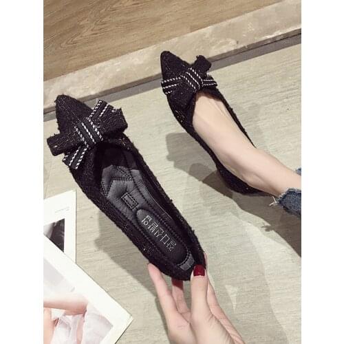 Womens shoes pumps 2020 spring new pointed pointed shallow mouth fashion plaid flat shoes