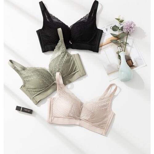 Womens 100% Real Silk Lining with outside lace fabric everyday Comfortable Wireless Bra