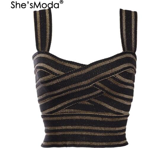 ShesModa Bandage Wrapped Summer New Womens Spandex Tops Vest Tank M-2XL Plus Size