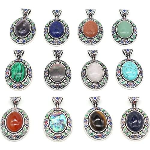 1pcs Natural Stone Agates Crystal Giallo Siena Charm Lapis Lazuli Pendant for DIY Necklace Jewelry Making Women Gift 32x52mm