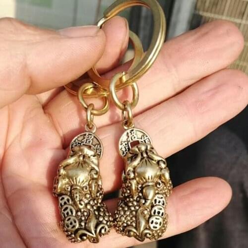 100% Brass Handicraft die-casting Car Button Creative Copper Wealth PI xiu Good Luck Creative Gift home Decoration Pendant