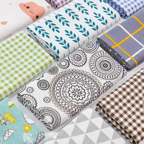 100cmx150cm Cotton Linen Fabric Linen Floral Cloth Plaid Tablecloth Coffee Table Background Cloth Ins Style DIY Sofa Fabric