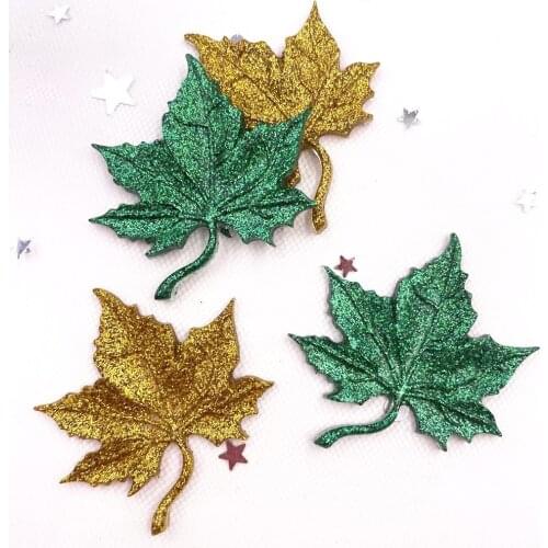 12Pcs Resin Glitter Maple Leaves Flatback Rhinestone Scrapbook Wedding DIY Figurines Ornaments Craft OL03