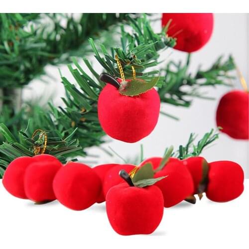 12Pcs/Set Realistic Red Apples Shape Pendant Home Office Hotel Xmas Tree Decor Hanging Christmas Decoration