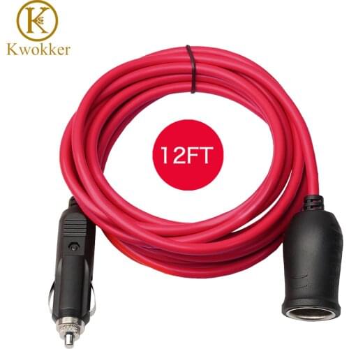 3.6M 12V/24V Cigarette Lighter Socket Charging Extension Cable Car Cigarette Lighter Plug Car Accessory 12FT Extended Cord