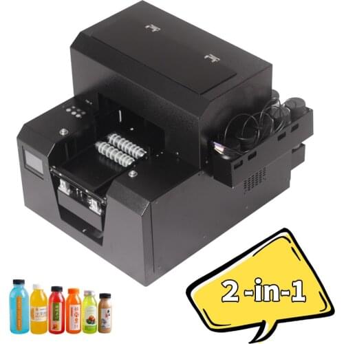 A4 UV all-in-one inkjet printer with heightened printing platform for bottle/mobile phone case/gift box/lighter printing