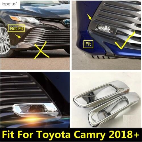 Lapetus Accessories Fit For Toyota Camry 2018 - 2021 Front Fog Lights Foglight Lamp Protection Frame Molding Cover Kit Trim