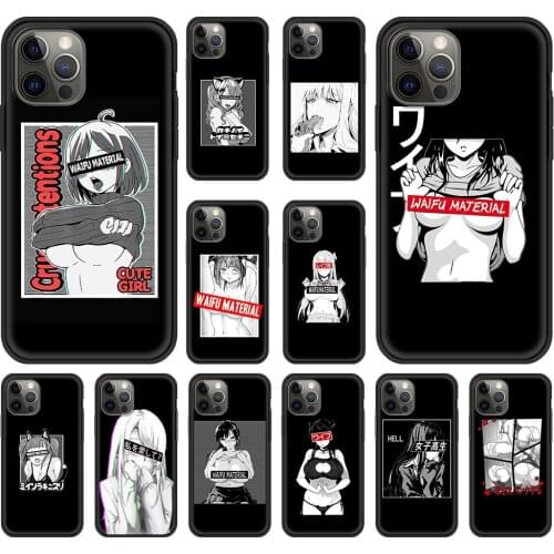 Hentai Anime Girl Phone Case Bag For iPhone 11 12 Pro XS Max 8 7 Plus Silicone Soft TPU For iPhone X XR Shell Back Cover Fundas