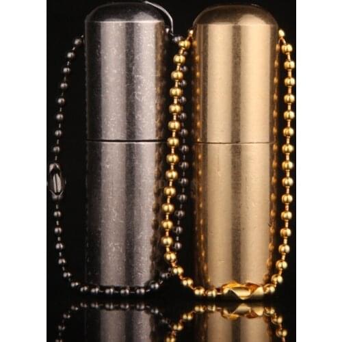 Mini Pocket Gasoline Lighter Key Chain Capsule Compact Kerosene Lighter Outdoor Tools Inflated Keychain Grinding Wheel Lighter