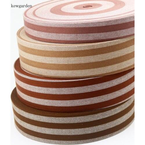 Kewgarden 30mm 3cm Handmade Satin Ribbon Stripe Cotton Layering Cloth Ribbons DIY Bowktie Tape Riband 3m/lot