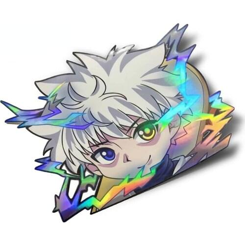 Creative Car Sticker Killua Zoldyck Peeker Vinyl Material Scratch-proofJDM Graffiti Peeking Car Window Decal Kk13*11cm