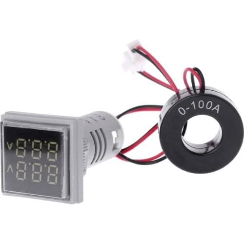 L9BE Square LED Digital Dual Display Voltmeter & Ammeter Voltage Gauge Current Meter AC 60-500V 0-100A