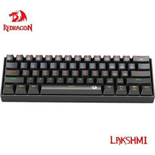 Redragon Lakshmi Rainbow USB Mechanical Gaming Keyboard Blue Red Switch 61 Keys Wired for Computer PC Gamer Russian us K606