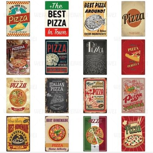 Pizza Shop Metal Sign Restaurant Iron Plate Home Decoration Wall Art Fresh Food Iron Sign Vintage Tin Sign Metal Poster Plaque