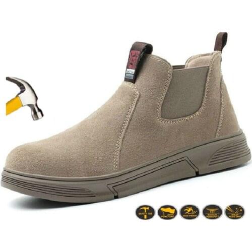 Mens Safety Shoes Male Non-Slip Work Shoes for Man Designer Sneakers Steel Toe Anti-Smashing Waterproof Light Working Boots