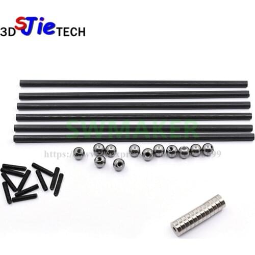 Delta Kossel K800 200mm 4x6MM Carbon Rod kit + K800 Round Screw Ball +Round Magnetic Bracket for 3D Printer
