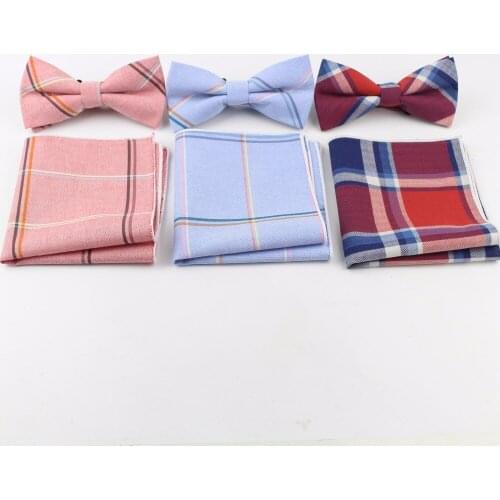 Informal Narrow Bow Tie Hankerchief Set 100% Cotton Textile Butterfly Pocket Square Printing Floral Classic Skinny Striped Ties
