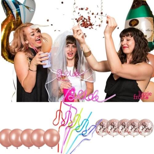 Bride to be Bachelorette hen Party Wedding engagement Bridal Shower decoration favor balloon straw Bridesmaid gift photo prop