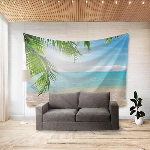 Seaside Landscape Tapestry Wall Hanging Tropical Tree Tapestries Art Home Decoration Sea Sunset Home Dorm Decor Wall Tapestry