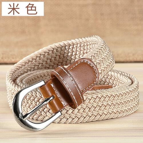 Canvas belt women stretch woven elastic pants women Korean version of all-match casual pin buckle student thin belt 2.5cm