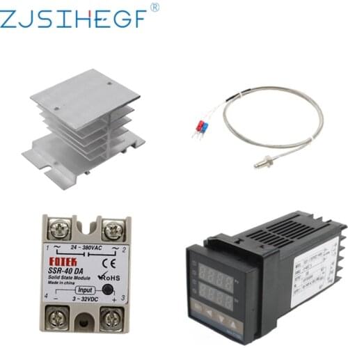 REX-C100 Temperature Digital Display Controller PID 110V-240V +40A SSR Relay+1M K Thermocouple Probe+Heat Sink