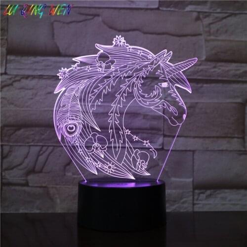 Led Night Light Unicorn Usb Touch Sensor Room 7 Color Changing Decorative Lamp Childrens Kids Baby Gifts Table Lamp Unicorn