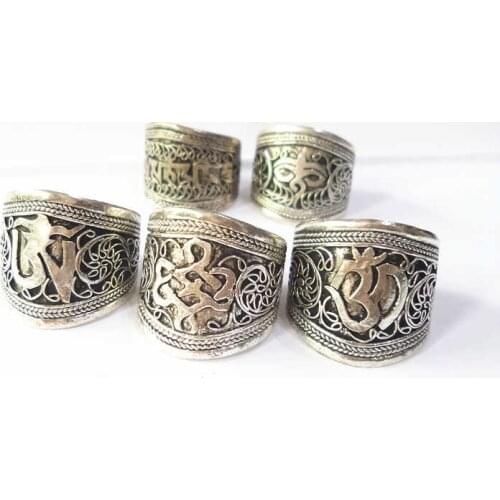 Tibetan Mantras Amulet Serial Rings Multi Totem Symbols Open Ring For Male OM Endless Knots Wisdom Eye R154