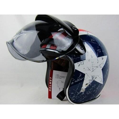 3-snap Retro Motorcycle Helmet Bubble Shield Lens Vintage Motorcycle Helmet Glass Open Face Helmet Flight Helmet Visor