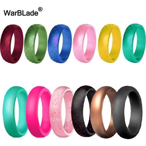 WBL 12pcs/lot 5.7mm Women Silicone Rings Food Grade FDA Silicone Finger Ring Hypoallergenic Flexible Women Wedding Rubber Bands