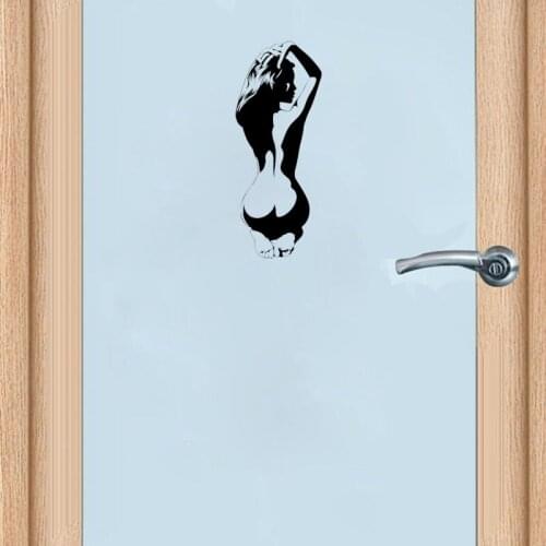 YOJA 8.7*22CM Fun Naked Woman Sexy Back Girl Hot Decoration Door Decal Wall Sticker Black5095