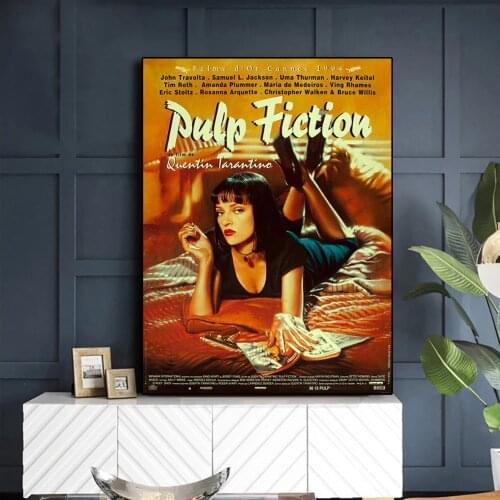 Funny Poster Wall Art Decoration Classic Movie Pulp Fiction Quentin Tarantino Vintage Canvas Painting and Bedroom Decoration