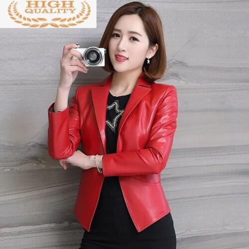 Genuine Women Jacket Real Sheepskin Leather Bomber Jackets Spring Autumn Plus Size Motocycle Coat 1742 KJ4871