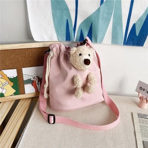 Bag female 2021 new Korean cute bear canvas cross-body bag fashion casual trend student one-shoulder cross-body bag