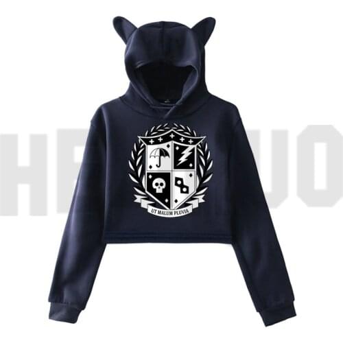 Hip Hop Japan Cat Ear The Umbrella Academy Hoodies Women Cat Crop Top Female Anime Sweatshirt Trend Oversized Streetwear