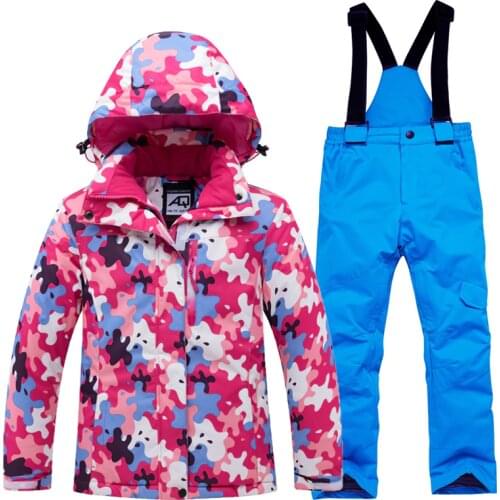 Winter Skiing Suits Jacket Pant Kids Camouflage Warm Windproof Waterproof Snow Sets Outdoor Winter Clothes Childrens Ski Wear