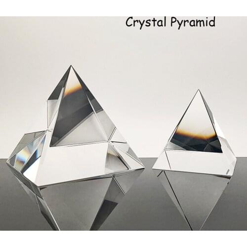 100mm Crystal Pyramid Rainbow-Prism Optical Glass Pyramid Egyptian Crystal Glass Pyramid Prism Rainbow Science Ornaments